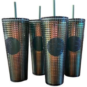 Starbucks Iridescent Green ‘Rainforest’ Grid Disco 2022 Fall Venti Tumbler